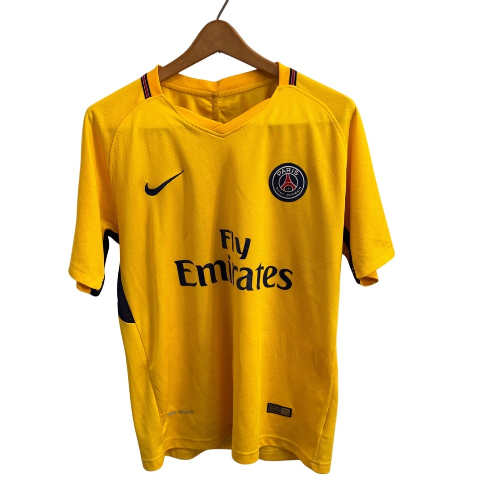 Nike Paris Saint-Germain 2017-18 Away Jersey Yellow PSG Fly Emitates Mens M